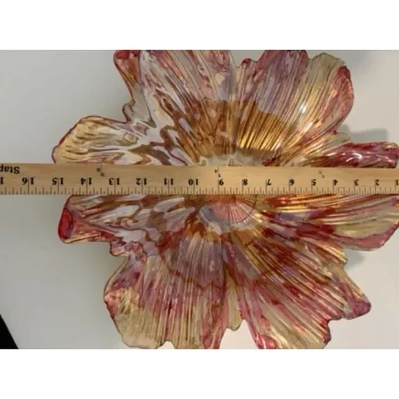 15" decorative bowl gold/red flower - Picture 6 of 7